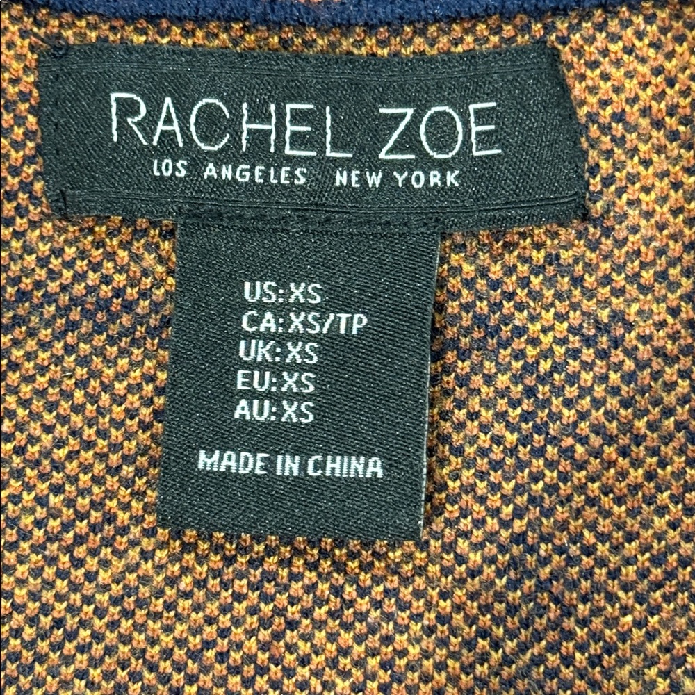 Rachel Zoe Plaid Zip Front Sweater Jacket Shacket Navy Blue Orange NWOT XS - Picture 2 of 16